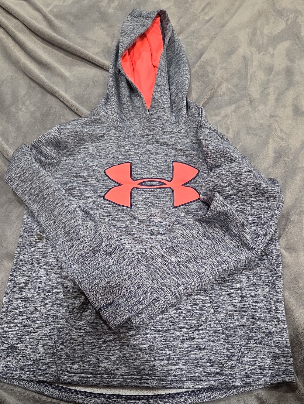 Under Armour Heather Gray Zip-Up Hoodie with Coral Logo
